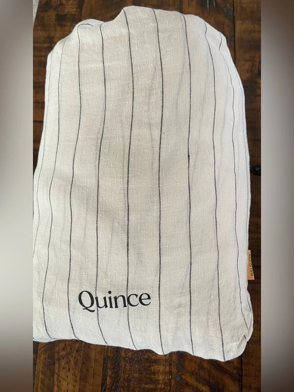 Quince European Linen 3 Pc Duvet Cover Set, Full/Queen (Pencil Stripe)